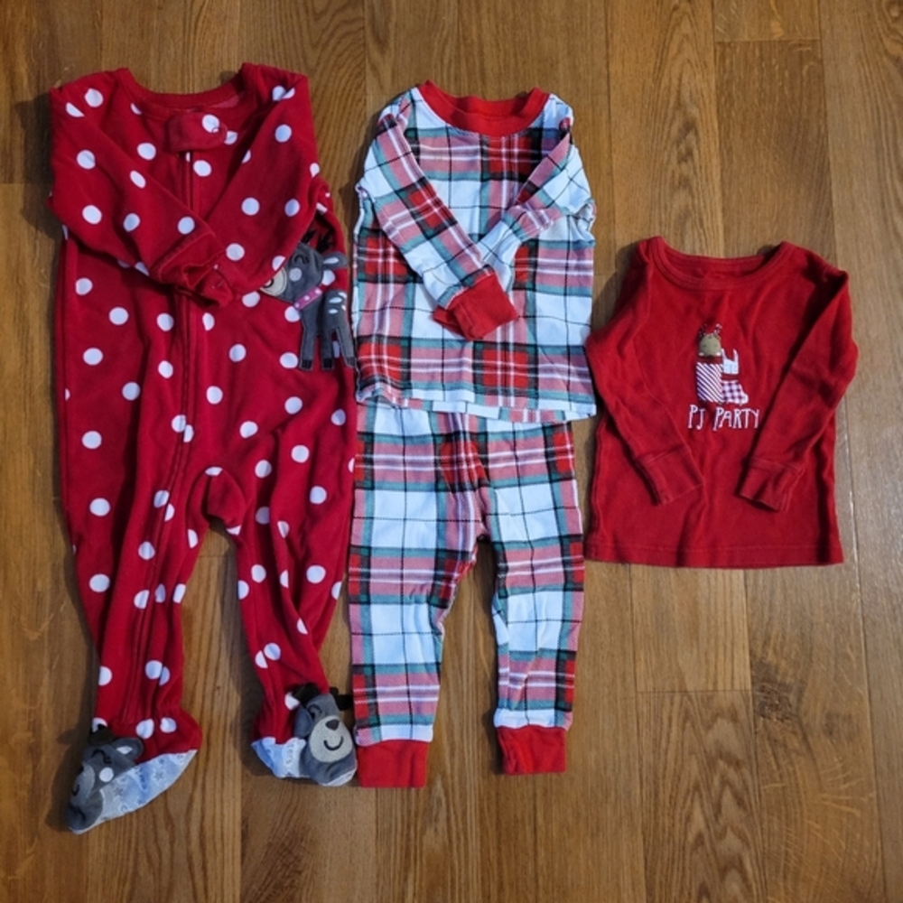12 Months Christmas Pajamas Carter's One Piece & Plaid Set Circo Top Red Festive